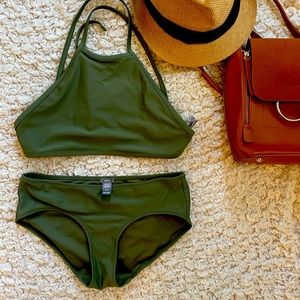 Aerie swim high neck halter bikini top and bottom
